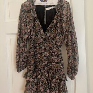 Astr Floral Mini Dress with Long Sleeves
